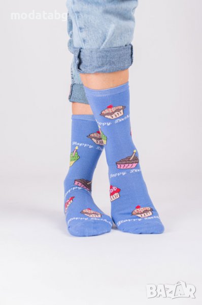 Дълги чорапи Рожден ден в син цвят, снимка 1