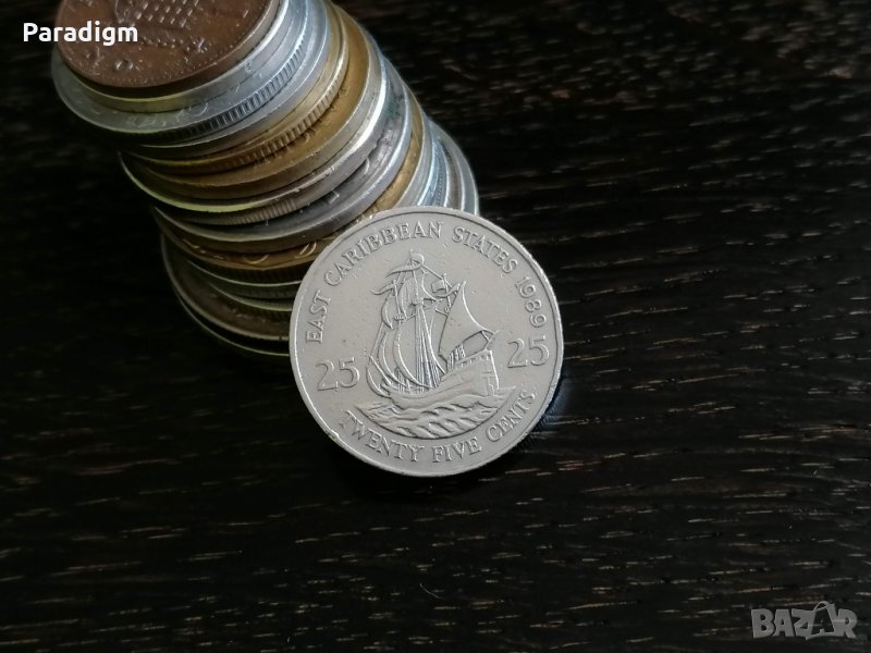Mонета - Източни Карибски Щати - 25 цента | 1989г., снимка 1