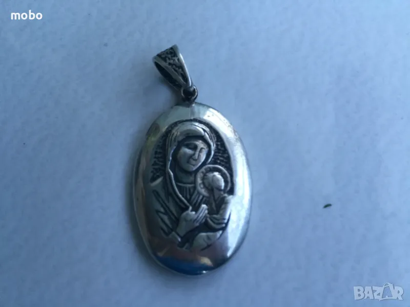Красива нова сребърна висулка „ Богородица с Младенеца“, проба 925, тегло 6.97г, снимка 1