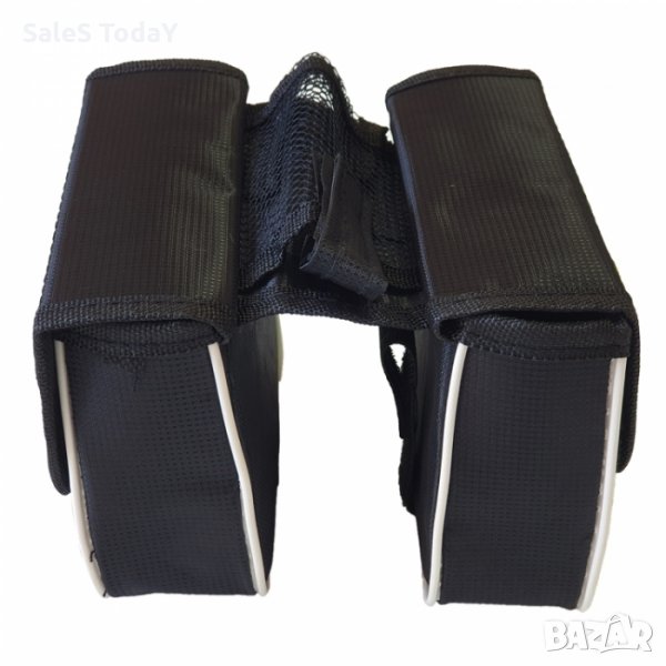 Двойна чанта за велосипед, дисаги за колело, светлоотразителна, черна , снимка 1