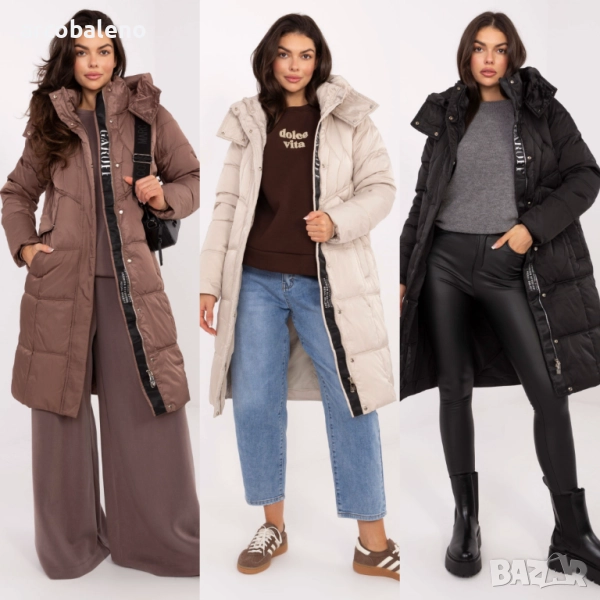 Дамско дълго зимно яке с качулка, 3цвята , снимка 1