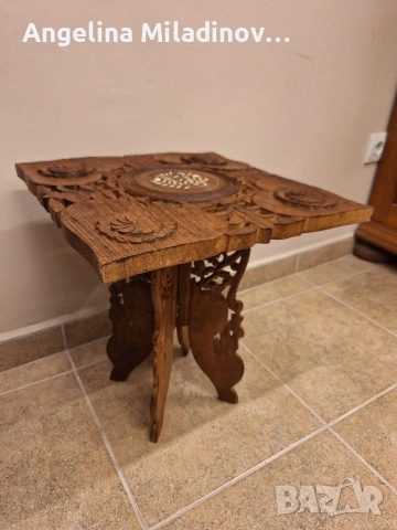 Индийска ръчно изработена помощна масичка , снимка 4 - Маси - 53890301