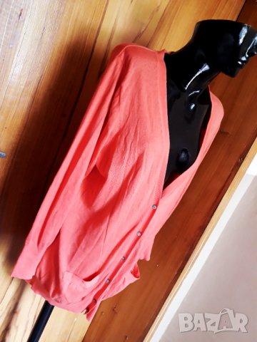 Прасковено оранжева тънка жилетка ХЛ , снимка 3 - Жилетки - 34078448