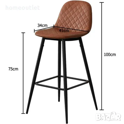 ПРОМОЦИЯ Бар столове с дамаска от PU кожа C-BUDC061BR, снимка 7 - Столове - 48878821