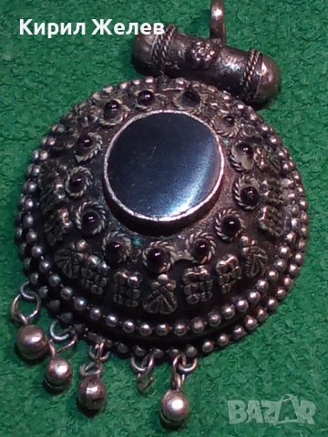 СТАРО ОСМАНСКО САЧАНЕНО УКРАШЕНИЕ с ШЛИФОВАН ЧЕРЕН ОНИКС ГРАНУЛАЦИЯ ЕТНО БИЖУ МАЙСТОРСКАРАБОТА 25877