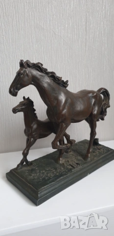 Винтидж скулптура на кон и жребче, снимка 10 - Колекции - 54031583