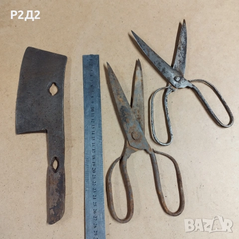 стар сатър и ковани ножици , снимка 4 - Антикварни и старинни предмети - 54017154