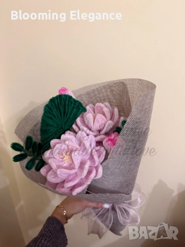 Вечен букет от плюшена тел - водни лилии