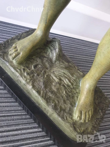 Fogeres статуетка 51см-6кг/стара френска бронзова скулптура/фигура на рибар с риба, снимка 9 - Антикварни и старинни предмети - 50898509