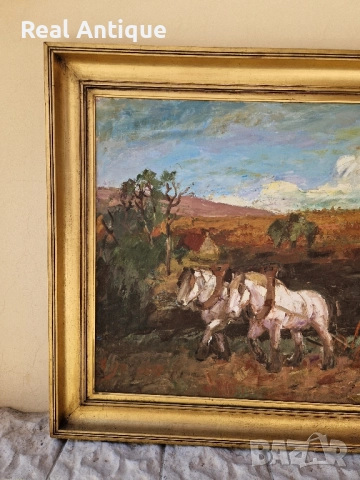 Страхотна майсторска антикварна авторска картина масло върху платно , снимка 4 - Антикварни и старинни предмети - 52012210