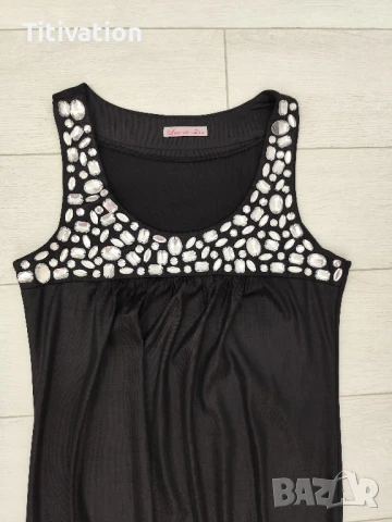 Черна рокля с камъни, снимка 2 - Рокли - 50503044