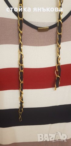 Продавам финно плетена туника с колан. Цветове екрю , бордо, тъмно синьо и бежово., снимка 3 - Туники - 30902969