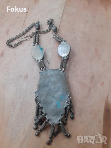 Стар етнографски дамски накит с лапис лазули за носия, снимка 6 - Антикварни и старинни предмети - 51748528