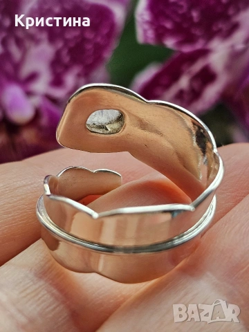 Сребърен пръстен с Лунен камък, снимка 4 - Пръстени - 53904799