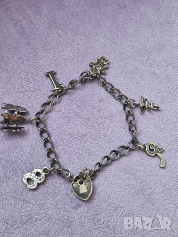 Антикварна сребърна гривна с талисмани , снимка 10 - Гривни - 51079231