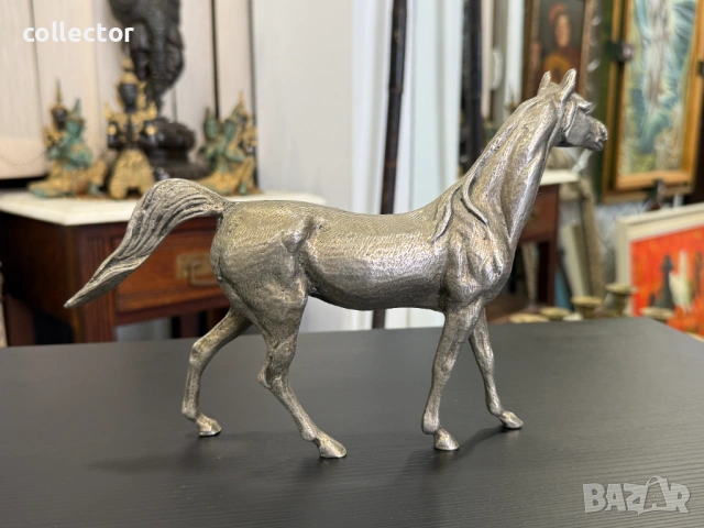 Бронзова фигура на арабски кон. №8058, снимка 6 - Антикварни и старинни предмети - 54050856