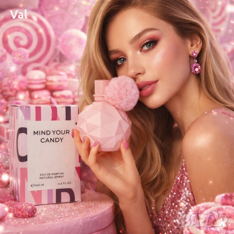 Дамски парфюм Mind Your Candy, 100 мл – Флорално-плодов аромат с нотки на маршмело и ванилия