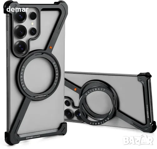 OATSBASF метален калъф за Samsung Galaxy S25 Ultra с 360° стойка