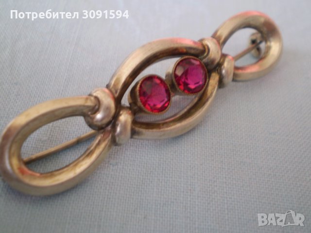 сребърна брошка с рубини арт деко 1930г, снимка 6 - Антикварни и старинни предмети - 36891908