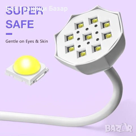 Нова Лампа за гел лак нокти маникюр 48W UV LED 365+395nm с таймер и батерия, снимка 5 - Продукти за маникюр - 54238782