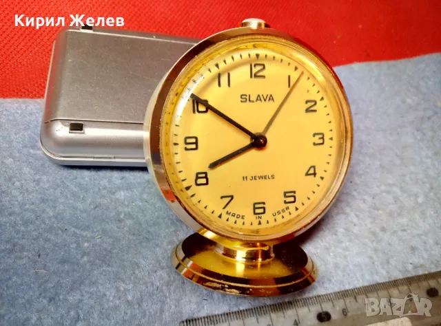 SLAVA 11 JEWELS MADE in USSR Стар КОЛЕКЦИОНЕРСКИ РУСКИ МЕХАНИЧЕН БУДИЛНИК СЛАВА 47764