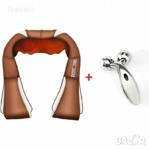 МАСАЖОР ЗА ВРАТ И ГРЪБ С 6 БУТОНА GOLD EDITION + подарък 3D масажор