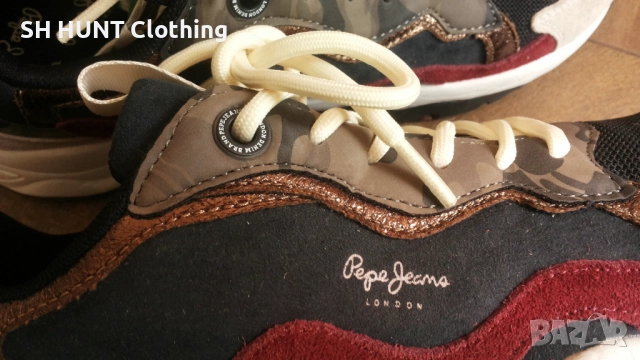 Pepe Jeans Sloane Camu Sneakers PLS31278 Black 999 Размер EUR 40 / UK 7 дамски естест. кожа 152-13-S, снимка 5 - Маратонки - 52666787