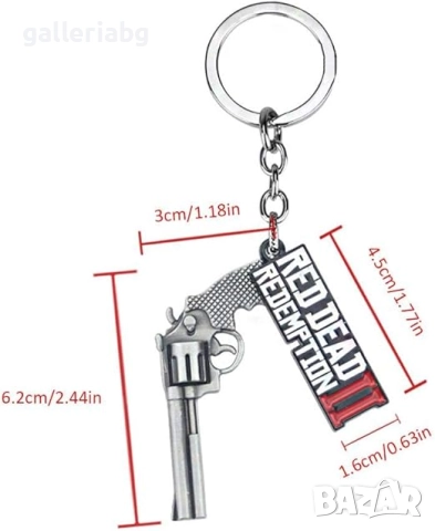 Метален ключодържател Red Dead Redemption 2 – револвер и табелка, снимка 4 - Други - 51682277
