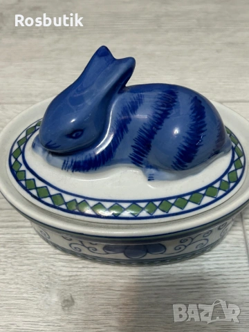 Старинна порцеланова кутия със зайче , снимка 3 - Антикварни и старинни предмети - 53328876