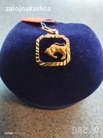 златна висулка зодия телец 0.90гр 14к , снимка 3 - Колиета, медальони, синджири - 36626969