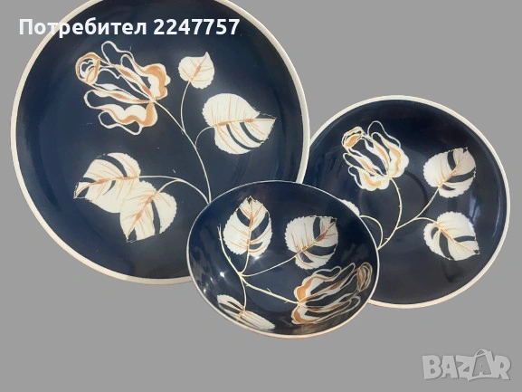 Ръчно рисуван троен сет, снимка 2 - Антикварни и старинни предмети - 53039647