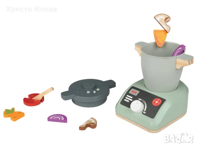Дървен кухненски робот с аксесоари за дървена кухня или магазин, снимка 4 - Образователни игри - 48847218