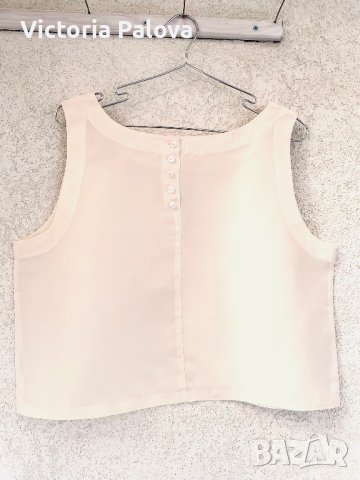 Потник/топ  кроп 100% коприна, екрю, снимка 3 - Потници - 42505002