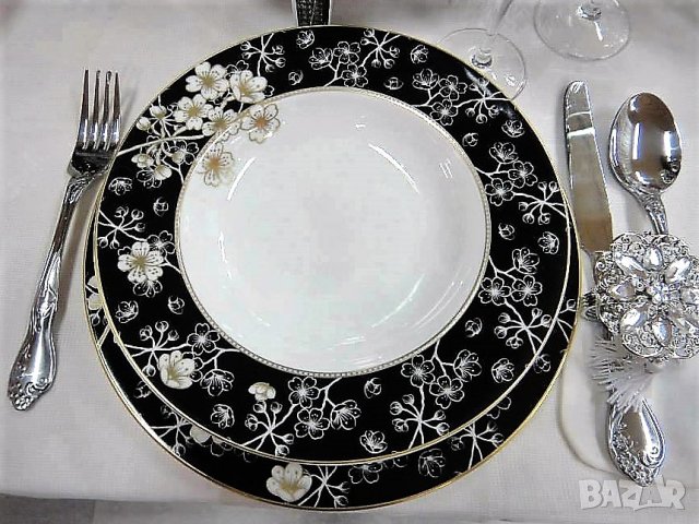 Черно-бели чинии за миялна машина от костен порцелан на брой , снимка 6 - Чинии - 31933044