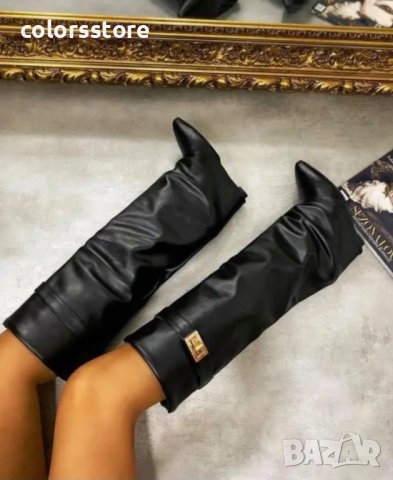 Ботуши на платформа - черна кожа - K-40, снимка 2 - Дамски ботуши - 39300883