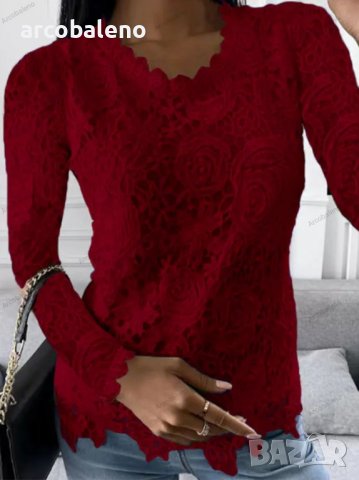 Дамска ежедневна дантелена семпла и елегантна блуза с дълги ръкави, 4цвята, снимка 5 - Блузи с дълъг ръкав и пуловери - 39810910