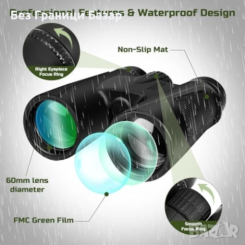 Нов 25x60 бинокъл BAK4 FMC водоустойчив против замъгляване за лов птици, снимка 3 - Други стоки за дома - 53156002