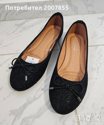 Блестящи черни дамски пантофки, снимка 5 - Пантофи - 53922413