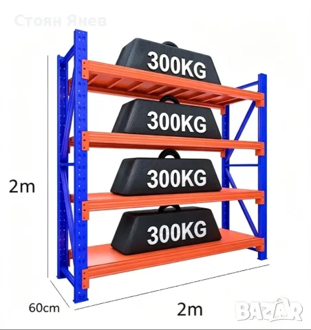Стелаж 4 нива - 200x200x60 - 300 kg