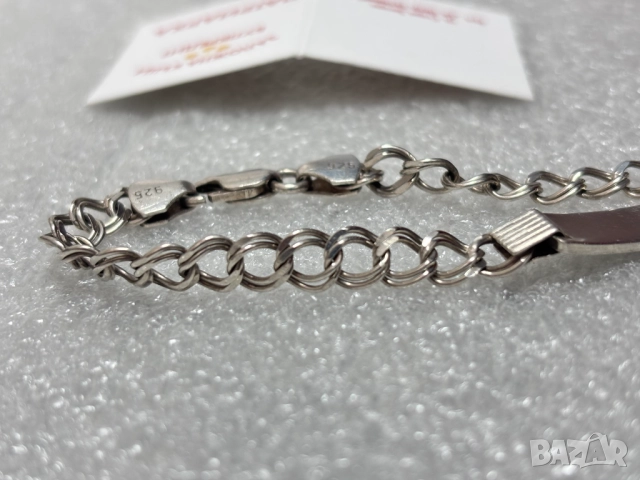 Сребърна Гривна с плочка (проба 925)- 13,00 грама, снимка 5 - Гривни - 52156111