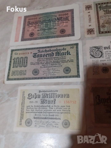 Лот 1 - Райхс марки, Дойче марки банкнота, марка - 6 бр., снимка 2 - Антикварни и старинни предмети - 53938480