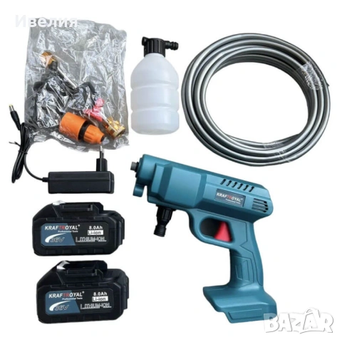 Водоструйка KraftRoyal с 2 Батерии 36V 8Ah с Налягане 30 Бара в Куфар с Аксесоари