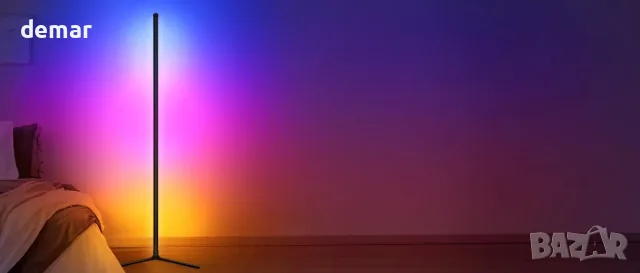 Ъглова подова RGB LED лампа, 156,21 см, с приложение и дистанционно, снимка 7 - Други стоки за дома - 56011784