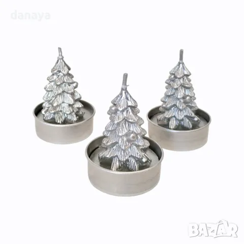 5315 Комплект коледни свещи Елхички, 3 броя, снимка 6 - Декорация за дома - 47535438