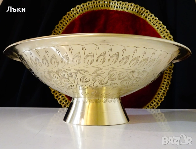 Бронзова фруктиера,клетъчен емайл,риби,лози с грозде. , снимка 2 - Антикварни и старинни предмети - 52968245