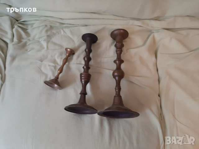  стари месингови свещници , снимка 3 - Други ценни предмети - 51613590
