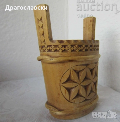 Красиви дървени, рисувани лъжица с дръжка и съд - каче, снимка 9 - Декорация за дома - 28879534