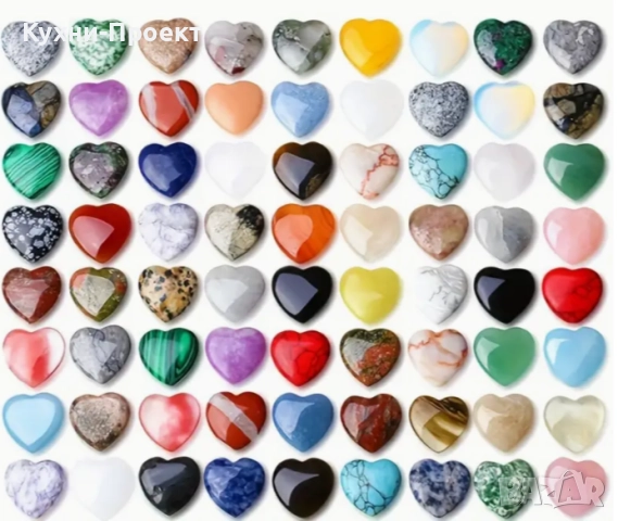 минерали под формата на сърце 30бр в опаковка