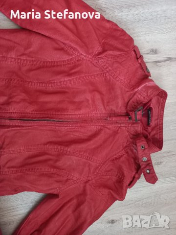 Червено кожено яке , снимка 2 - Якета - 39936168