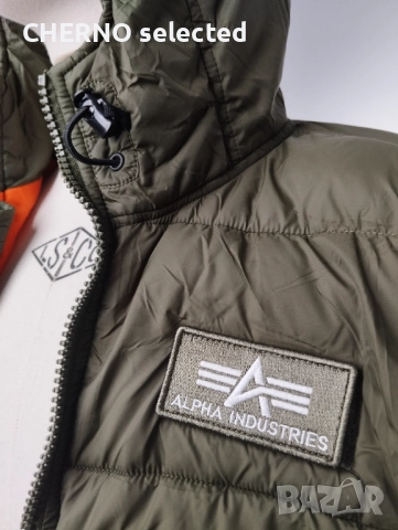 Яке ALPHA INDUSTRIES Hooded Faux Down Puffer – Размер L – Зелен – Отлично състояние, снимка 8 - Якета - 52799556